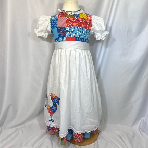Vintage Nannette 70’s Patchwork Print Maxi Dress 4T Chicken Hippie Boho - Picture 4 of 12